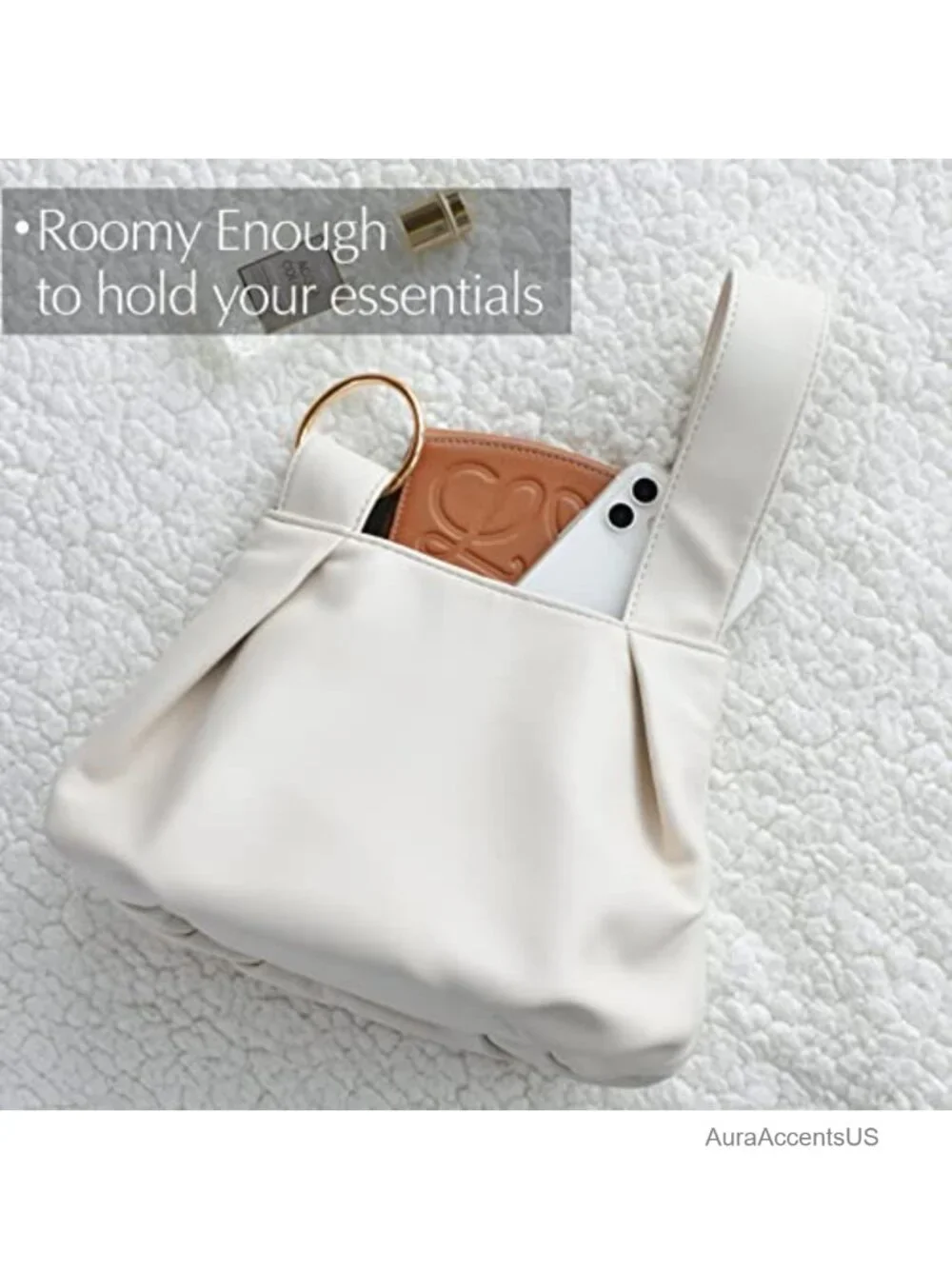 Soft Vegan Leather Hobo Top Handle Bag Clutch Wristlet Small Tote